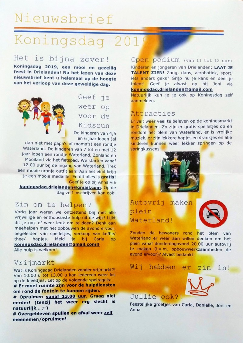 Drielanden Koningsdag huisaanhuis 2019