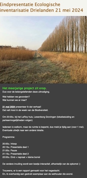 Werkgroep presenteert eindresultaat ecologische inventarisatie